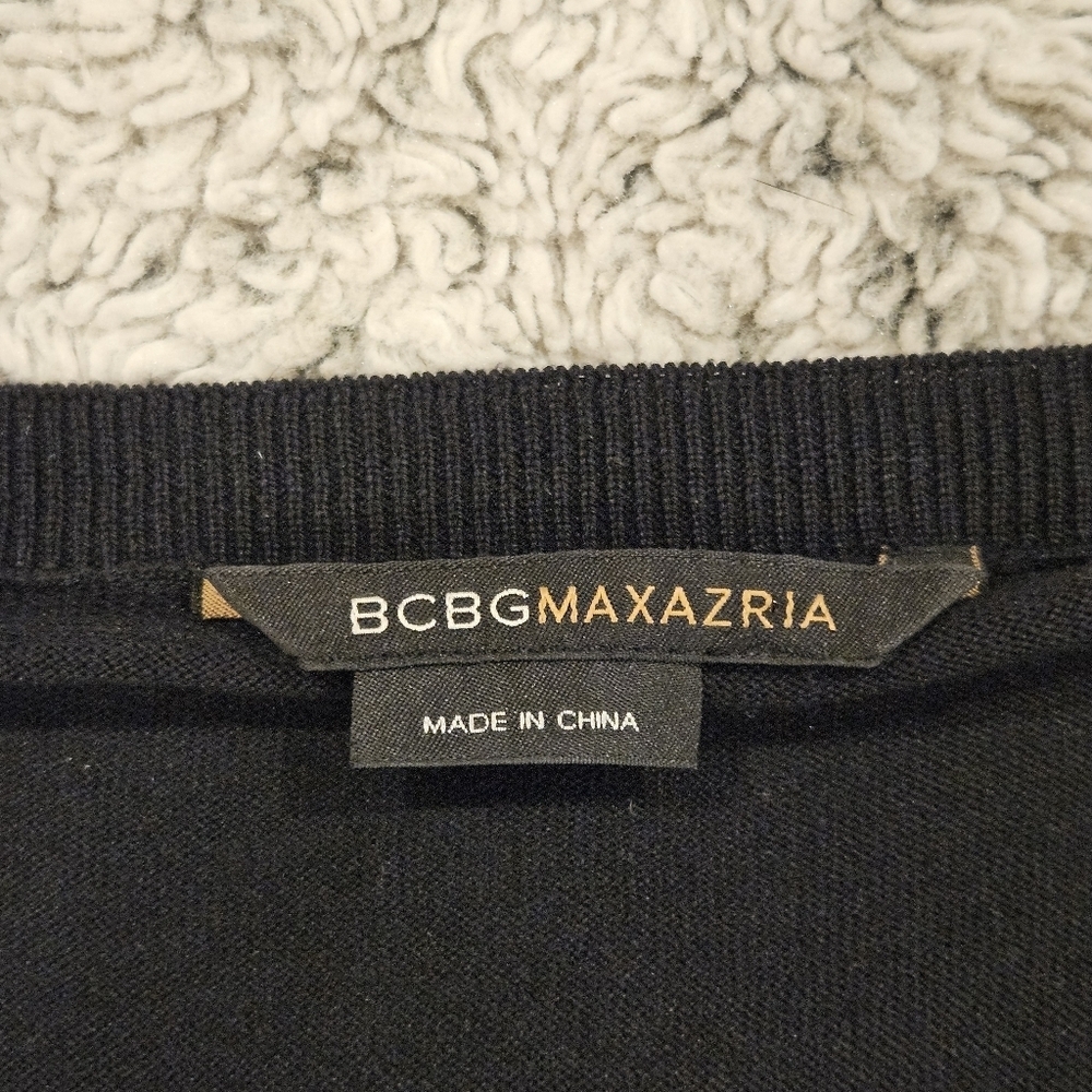 BCBGMaxazria SZ S Black Silk Mini Dress Puff Short Sleeve Babydoll Romantic - Picture 4 of 10
